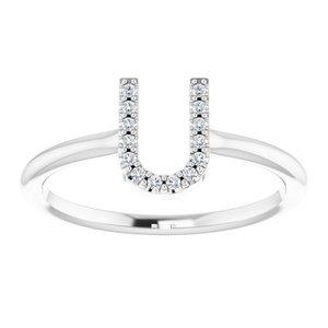 Diamond U Initial Ring Sterling Silver 302® Fine Jewelry Vintage Magnality