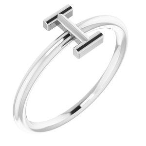 Sterling Silver Initial Ring (A-Z) Sizes 4.0-9.0