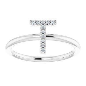 Diamond T Initial Ring Sterling Silver 302® Fine Jewelry Vintage Magnality