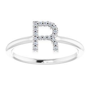 Diamond R Initial Ring Sterling Silver 302® Fine Jewelry Vintage Magnality