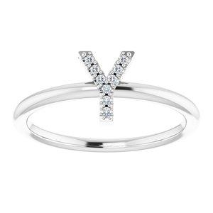 Diamond Y Initial Ring Sterling Silver 302® Fine Jewelry Vintage Magnality
