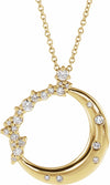 Moon Beam Bling Natural Diamond Adjustable 14K Yellow Gold Necklace 