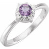 Sterling Silver or 14K White Gold Amethyst  & .04 CTW Diamond Halo-Style Ring Storyteller by Vintage Magnality