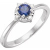Sterling Silver or 14K White Gold Lab-Grown Blue Sapphire  & .04 CTW Diamond Halo-Style Ring Storyteller by Vintage Magnality