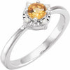 Sterling Silver or 14K White Gold Citrine & .04 CTW Diamond Halo-Style Ring Storyteller by Vintage Magnality
