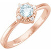 14K Rose Gold Sky Blue Topaz  & .04 CTW Diamond Halo-Style Ring Storyteller by Vintage Magnality