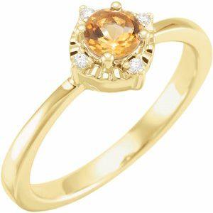 14K Yellow Gold Citrine & .04 CTW Diamond Halo-Style Ring Storyteller by Vintage Magnality