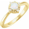 14K Yellow Gold Lab-Grown Opal & .04 CTW Diamond Halo-Style Ring Storyteller by Vintage Magnality