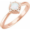 14K Rose Gold Lab-Grown Opal & .04 CTW Diamond Halo-Style Ring Storyteller by Vintage Magnality