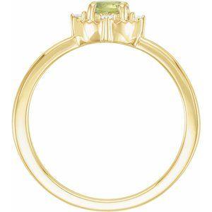 14K Yellow Gold Peridot & .04 CTW Diamond Halo-Style Ring Storyteller by Vintage Magnality
