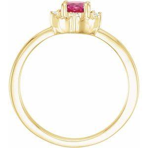 14K Yellow Gold Lab-Grown Ruby & .04 CTW Diamond Halo-Style Ring Storyteller by Vintage Magnality