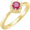 14K Yellow Gold Lab-Grown Ruby & .04 CTW Diamond Halo-Style Ring Storyteller by Vintage Magnality