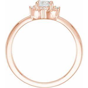 14K Rose Gold Lab-Grown White Sapphire & .04 CTW Diamond Halo-Style Ring Storyteller by Vintage Magnality