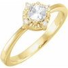 14K Yellow Gold Lab-Grown White Sapphire & .04 CTW Diamond Halo-Style Ring Storyteller by Vintage Magnality
