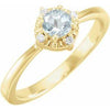 14K Yellow Gold Aquamarine & .04 CTW Diamond Halo-Style Ring Storyteller by Vintage Magnality