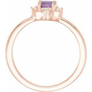 14K Rose Gold Amethyst & .04 CTW Diamond Halo-Style Ring Storyteller by Vintage Magnality