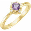 14K Yellow Gold Amethyst & .04 CTW Diamond Halo-Style Ring Storyteller by Vintage Magnality