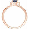 14K RoseGold Lab-Grown Blue Sapphire & .04 CTW Diamond Halo-Style Ring Storyteller by Vintage Magnality