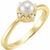 14K Yellow Gold Freshwater Cultured Pearl & .04 CTW Diamond Halo-Style Ring Storyteller by Vintage Magnality