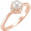 14K Rose Gold Freshwater Cultured Pearl & .04 CTW Diamond Halo-Style Ring Storyteller by Vintage Magnality