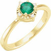 14K Yellow Gold Lab-Grown Emerald & .04 CTW Diamond Halo-Style Ring Storyteller by Vintage Magnality