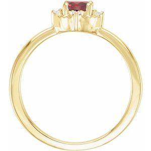 14K Yellow Gold Mozambique Garnet & .04 CTW Diamond Halo-Style Ring Storyteller by Vintage Magnality