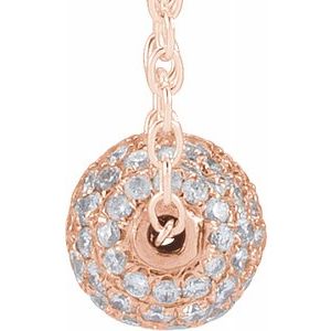 3/8 CTW Diamond Pave 6MM Ball 16-18" Necklace 14K Rose Gold Ethical Sustainable Fine Jewelry Storyteller by Vintage Magnality