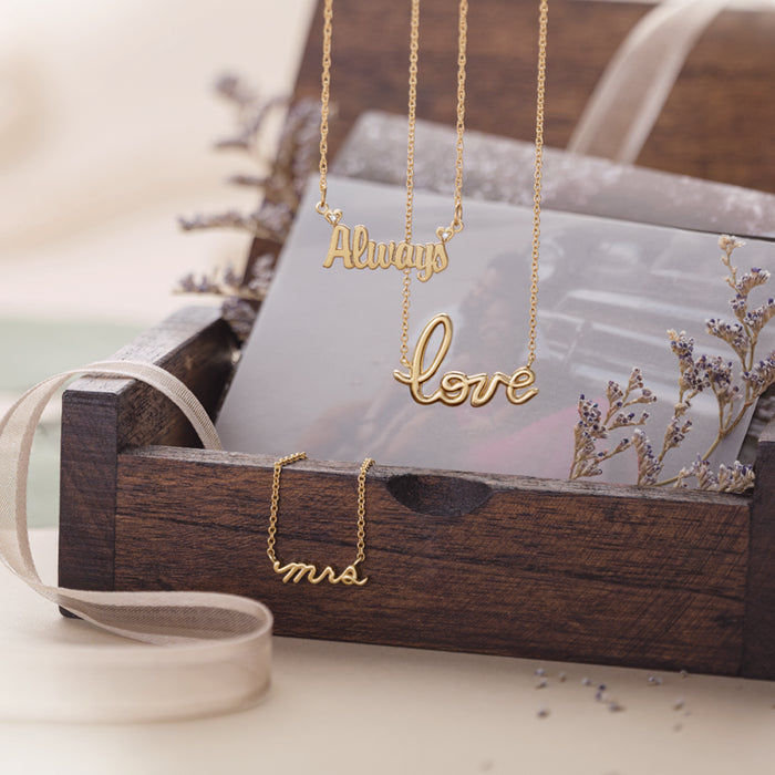 Love Yourself Love Script 18" 16" Necklace Solid 14K Yellow White Rose Gold or Sterling Silver