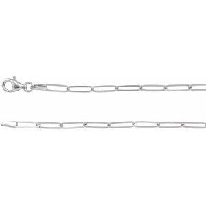 2.6 MM Elongated Paperclip Style Chain Bracelet or Necklace 7"-24" 14K White Gold or Sterling Silver Vintage Magnality Sustainable Jewelry 