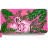 Hand Painted Flamingos & Flora  Jewelry Travel Case Wallet by Oksana Sakal for Vintage Magnality