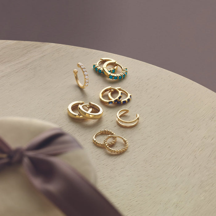 Collection of Wear Everyday Gold Hoops by Vintage Magnality including our Natural Diamond Ear Cuff