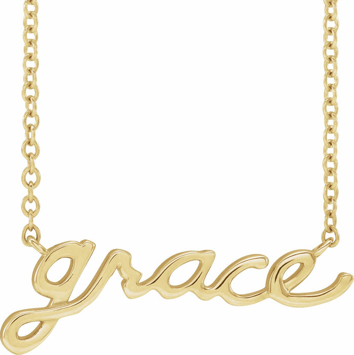 Grace Script 18" Necklace in 14K Yellow Gold 