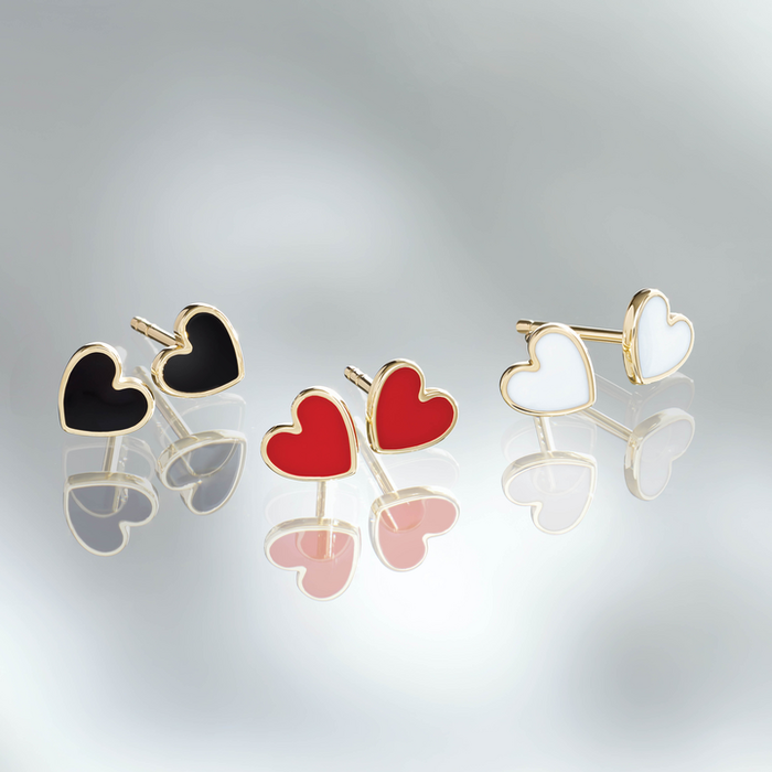 Enameled Heart 14K Gold Earrings 302® Fine Jewelry Vintage Magnality