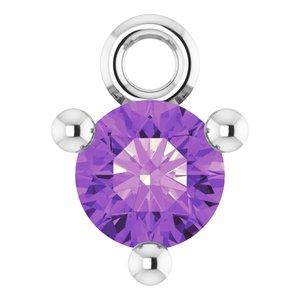 Amethyst Dangle Hoop Charm 14K White Gold 302® Fine Jewelry Storyteller by Vintage Magnality