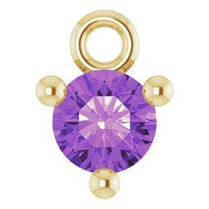 Amethyst Dangle Hoop Charm 14K Yellow Gold 302® Fine Jewelry Storyteller by Vintage Magnality