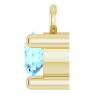 Aquamarine Dangle Hoop Charm 14K Yellow Gold 302® Fine Jewelry Storyteller by Vintage Magnality
