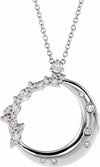 Moon Beam Bling Natural Diamond Adjustable 14K White  Gold Necklace 