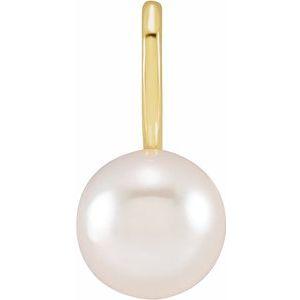 14K Yellow Gold White Cultured Akoya Pearl Charm Pendant 302® Fine Jewelry Storyteller by Vintage Magnality