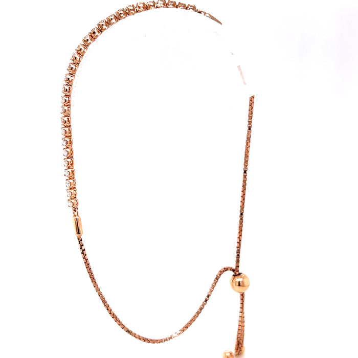 1/2 CTW Natural Diamond Bolo Adjustable 14K Rose Gold Bracelet by Vintage Magnality