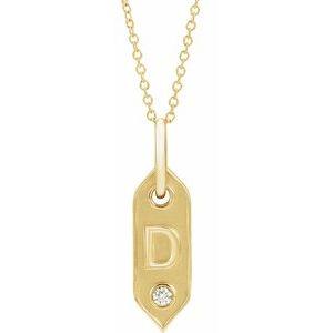 Shield D Initial Diamond Pendant Necklace 16-18" 14K Yellow Gold 302® Fine Jewelry Storyteller by Vintage Magnality