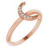 .04 CTW Diamond Stackable Crescent Ring 14K Rose Gold Ethical Sustainable Jewelry Storyteller by Vintage Magnality