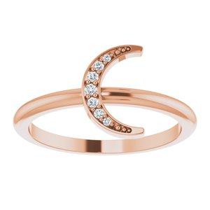 .04 CTW Diamond Stackable Crescent Ring 14K Rose Gold Ethical Sustainable Jewelry Storyteller by Vintage Magnality