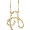 Cursive Diamond Initial A 16" Necklace 14K Yellow Gold Storyteller by Vintage Magnality