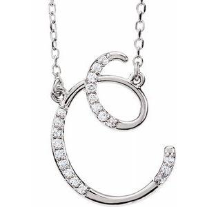Cursive Diamond Initial C 16" Necklace Sterling Silver  by Vintage Magnality
