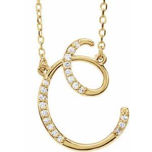 Cursive Diamond Initial C 16" Necklace 14K Yellow Gold Storyteller by Vintage Magnality