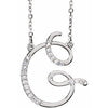 Cursive Diamond Initial G 16" Necklace Sterling Silver by Vintage Magnality