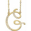 Cursive Diamond Initial G 16" Necklace 14K Yellow Gold Storyteller by Vintage Magnality
