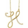 Cursive Diamond Initial H 16" Necklace 14K Yellow Gold Storyteller by Vintage Magnality