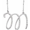 Cursive Diamond Initial M 16" Necklace Sterling Silver by Vintage Magnality