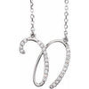 Cursive Diamond Initial N 16" Necklace 14K White Gold Storyteller by Vintage Magnality